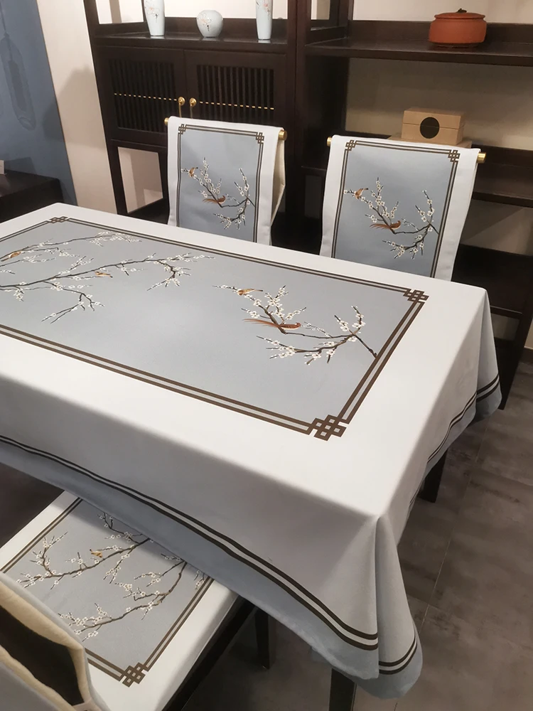 

New Chinese tablecloth cloth art cotton hemp waterproof anti scald oval Chinese table cloth tea table cloth table mat