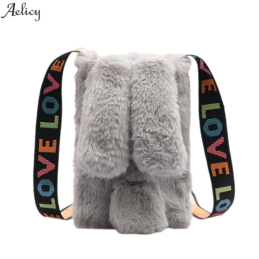 Aelicy плюшевая сумка через плечо для женщин и девушек Kwaii Rabbit Ears на мессенджер