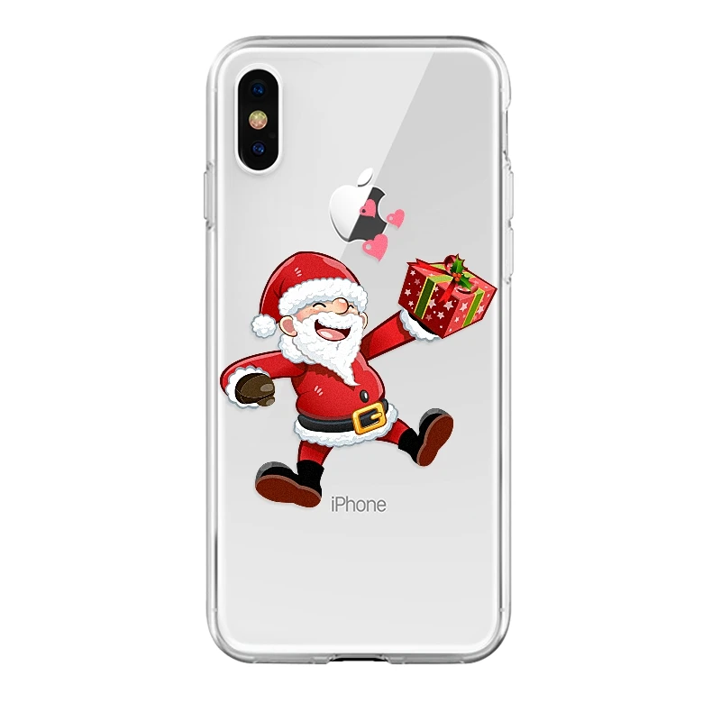 02-Clear Чехол на год с Рождеством для iPhone 11 Pro XS XR XS MAX X 7 8 6 6S Plus чехол с изображением Санта-Клауса лося снеговика X-mas Tree Bell - Цвет: 02-Clear
