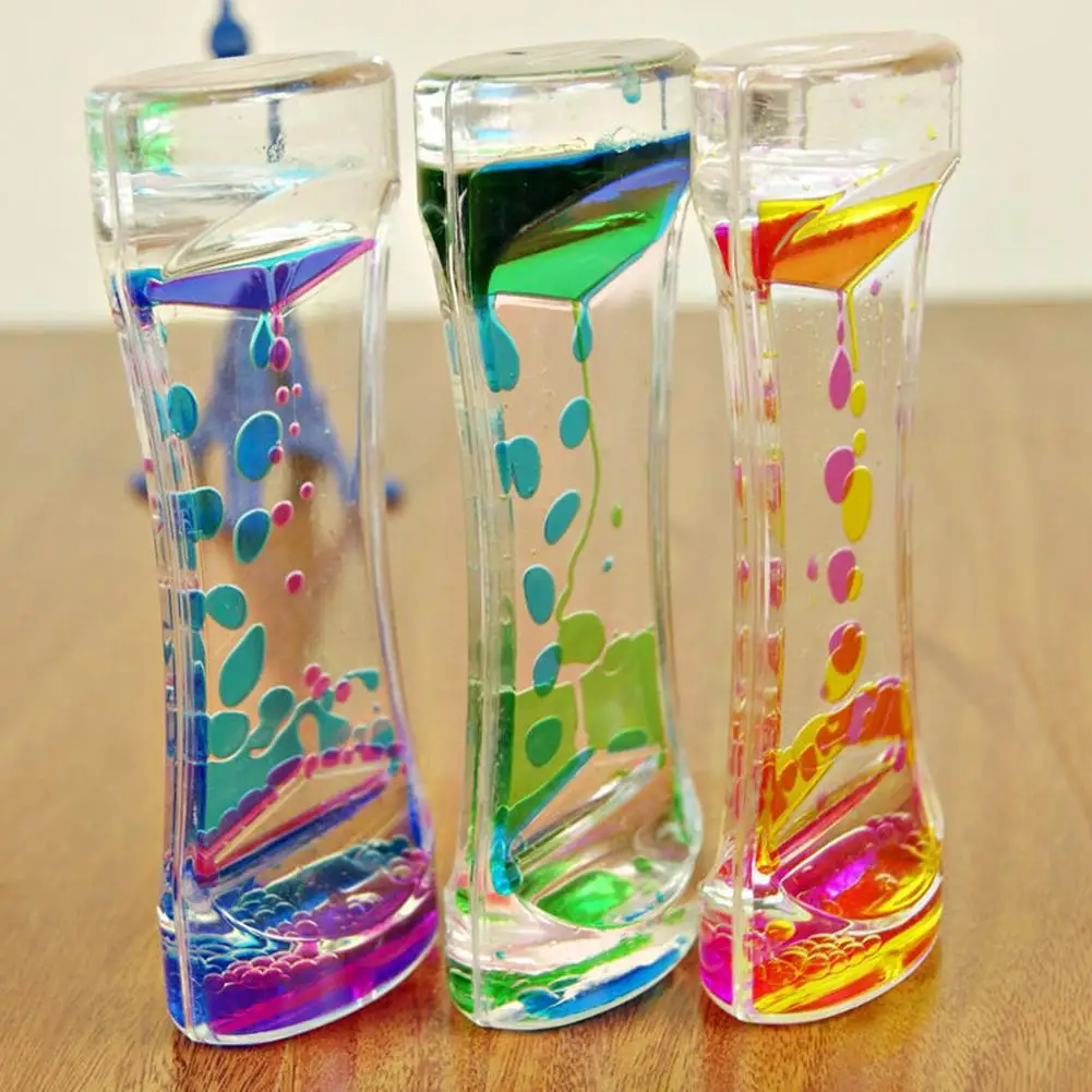 

Double Colors Oil Hourglass Liquid Floating Motion Bubbles Timer Desk Decors