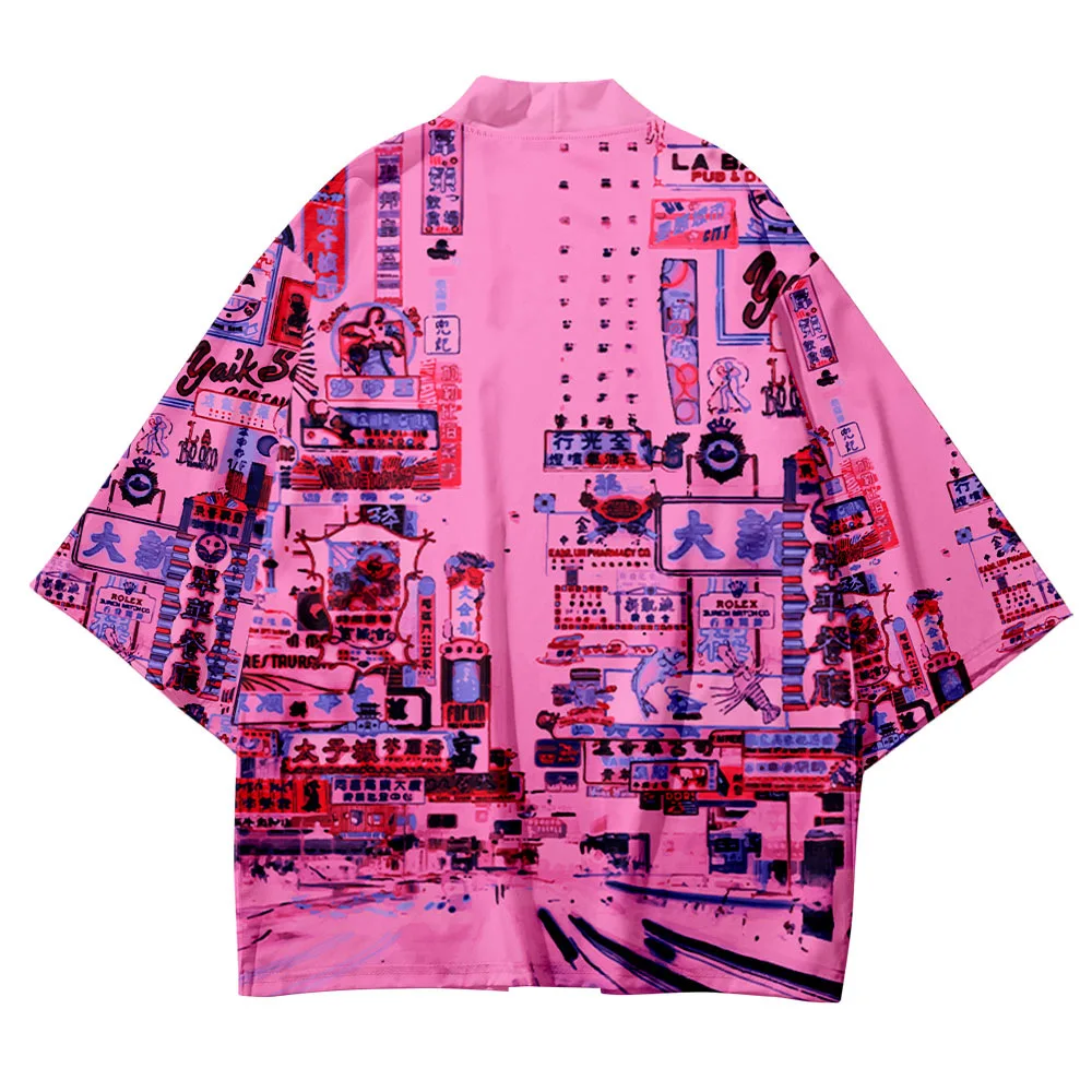 

Men Shirts Yukata Haori Women's Clothing Plus Size 6XL Black Pink Fashion Beach Japanese Kimono Kimetsu No Yaiba Robe Cardigan