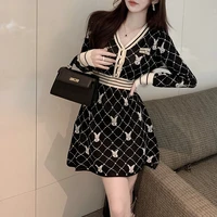 french knit dress female temperament new winter high end morality dress