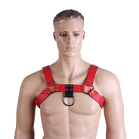 fetish men red leather harness adjustable sexual body chest bondage adjustable sex game costume muscle strap gay caged bra