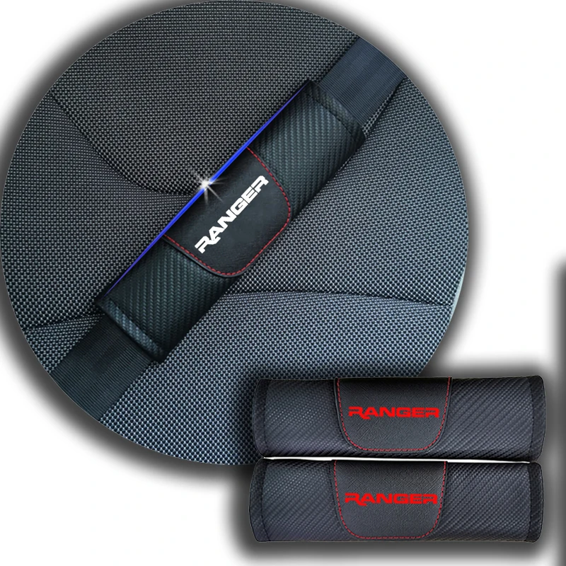 

For Ford Ranger Carbon Fiber Leather Car Seat Belt Cover Auto Seat Belt Shoulder Pad Car Styling Interior Accessories 2pcs