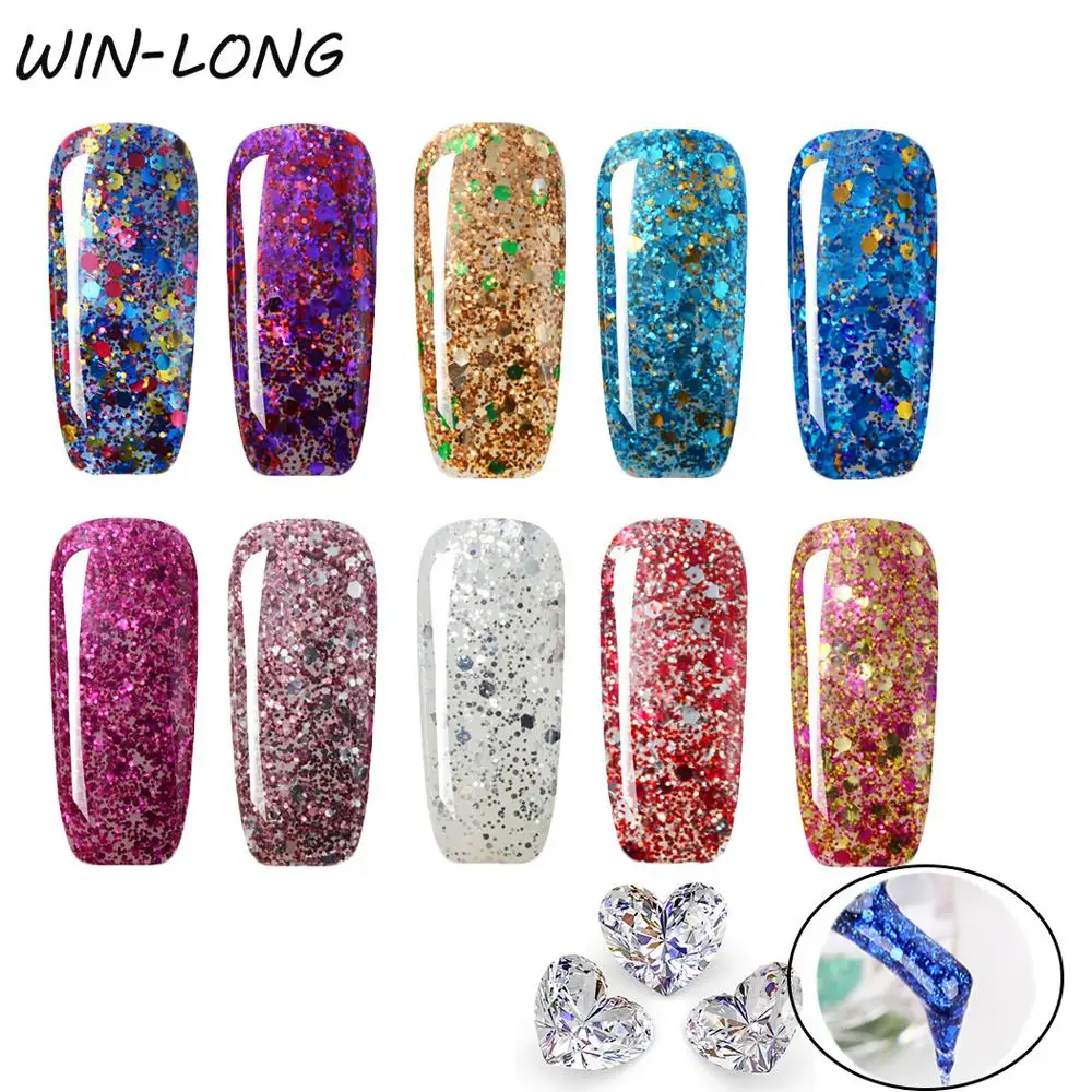 Гель лак для ногтей WIN LONG Блестящий цветной УФ Алмазный светодиодный