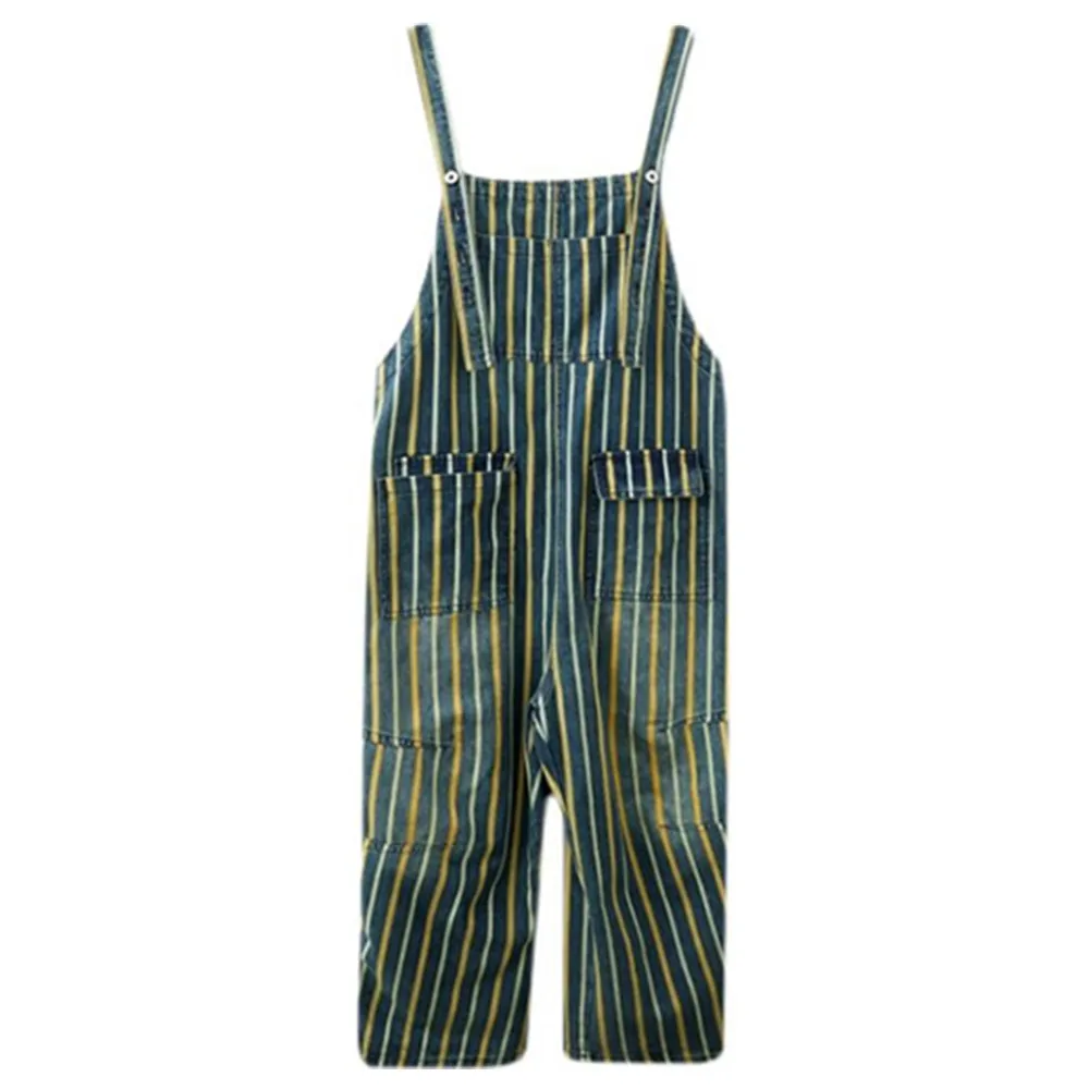 

Женские джинсовые брюки, летние свободные джинсовые комбинезоны, женский комбинезон, полосатые брюки