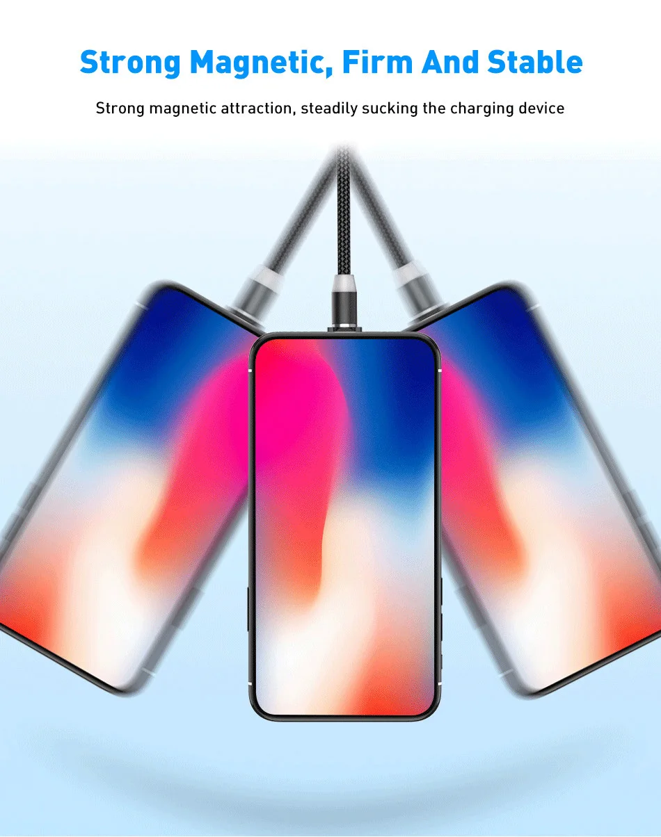 Магнитный usb кабель светодиодный быстрой зарядки Type C для Samsung Xiaomi магнитный Micro USB