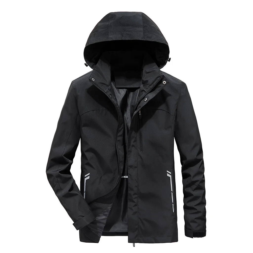 

Tide Men Casual Autumn Winter Long Sleeve Hooded Zipper Fleece Outdoor Jacket