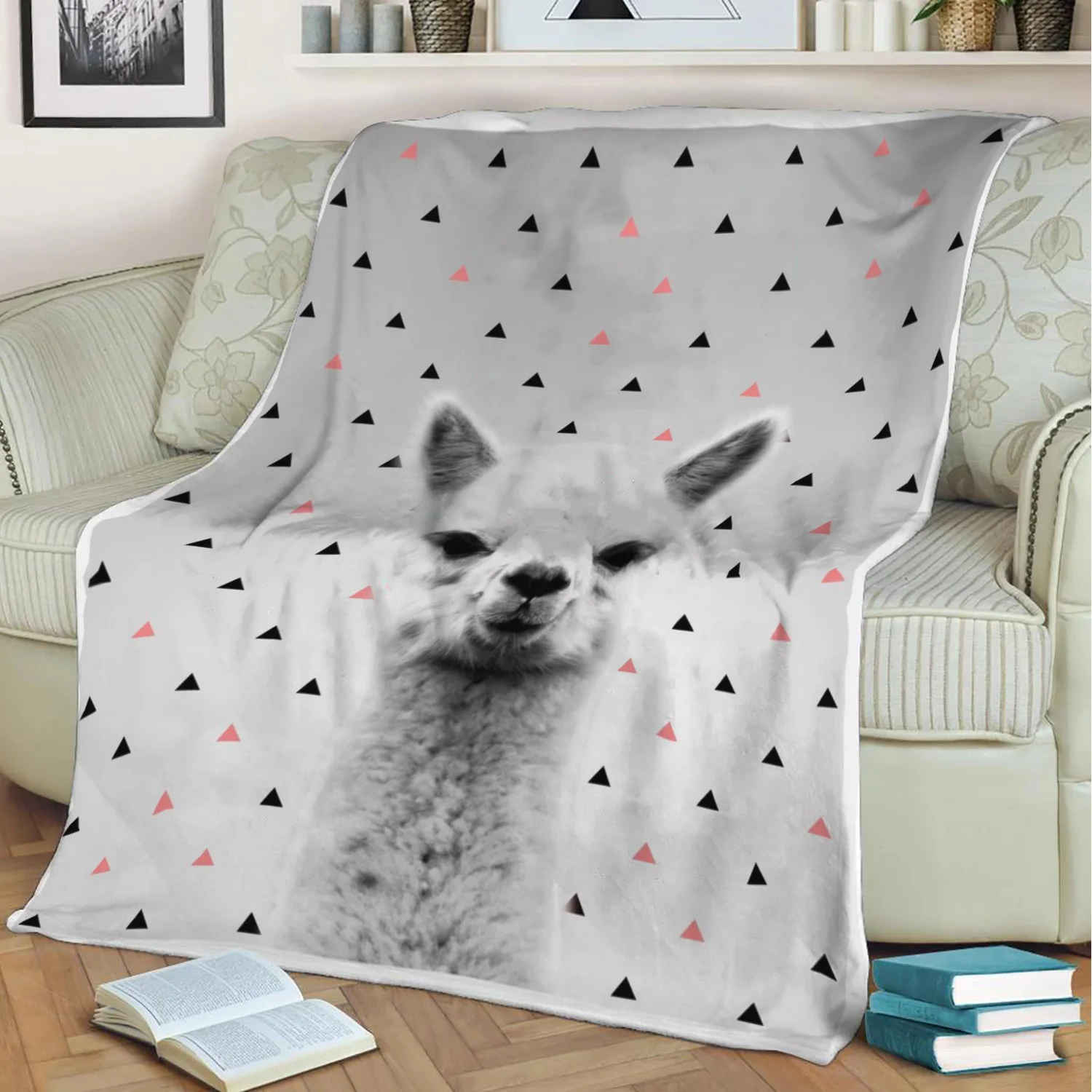 Розовое фланелевое одеяло альпака детское с 3D принтом сохраняющее тепло для