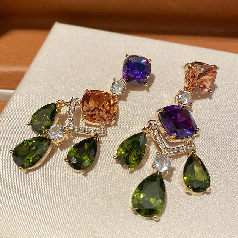 

Bilincolor Zircon Vintage Multicolor Drop Earring for Women