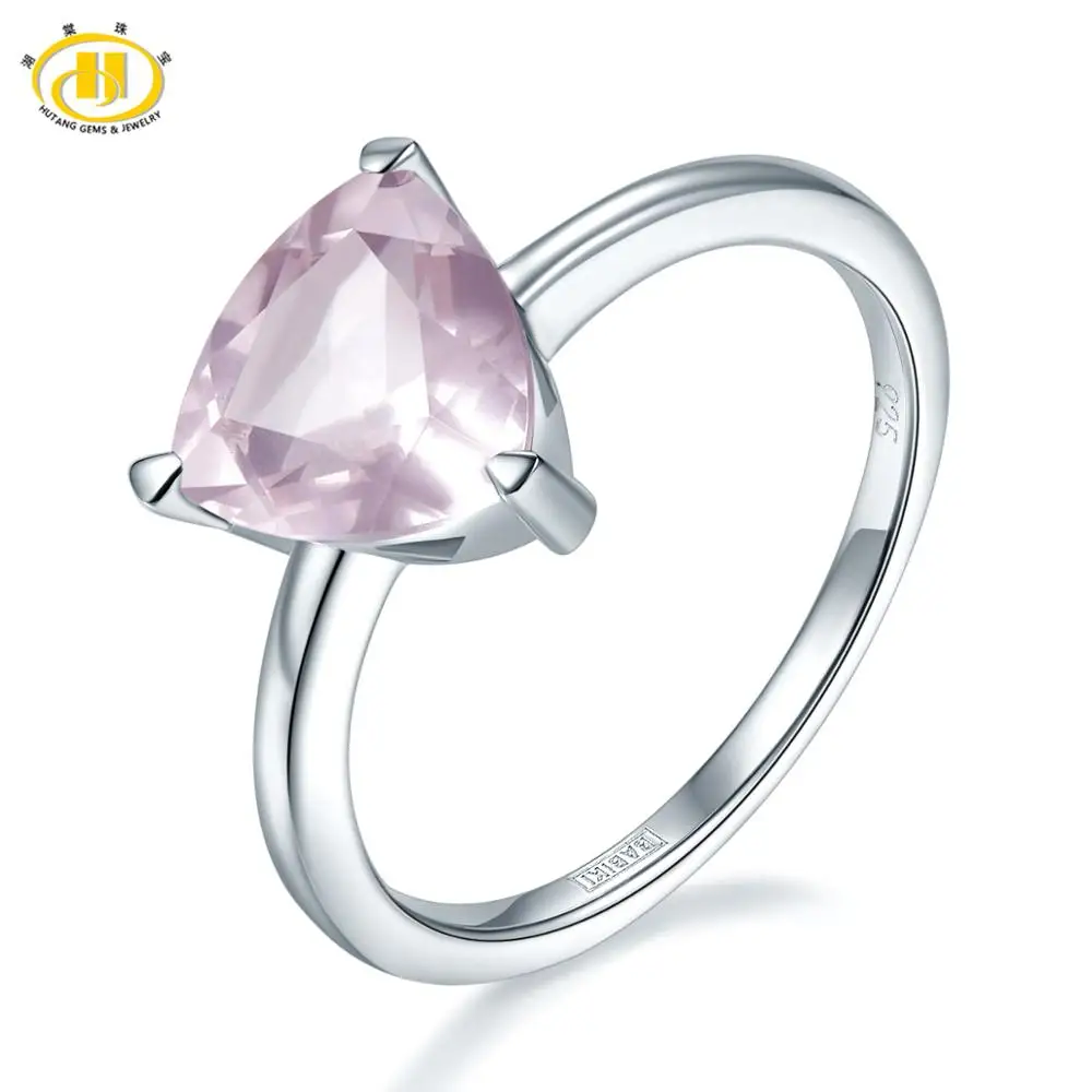 Rose Quartz Hutang обручальное кольцо натуральный драгоценный камень розовый кварц Твердые 925 пробы серебро ювелирные изделия рождественские подарки подарок Размер - Цвет камня: Rose Quartz