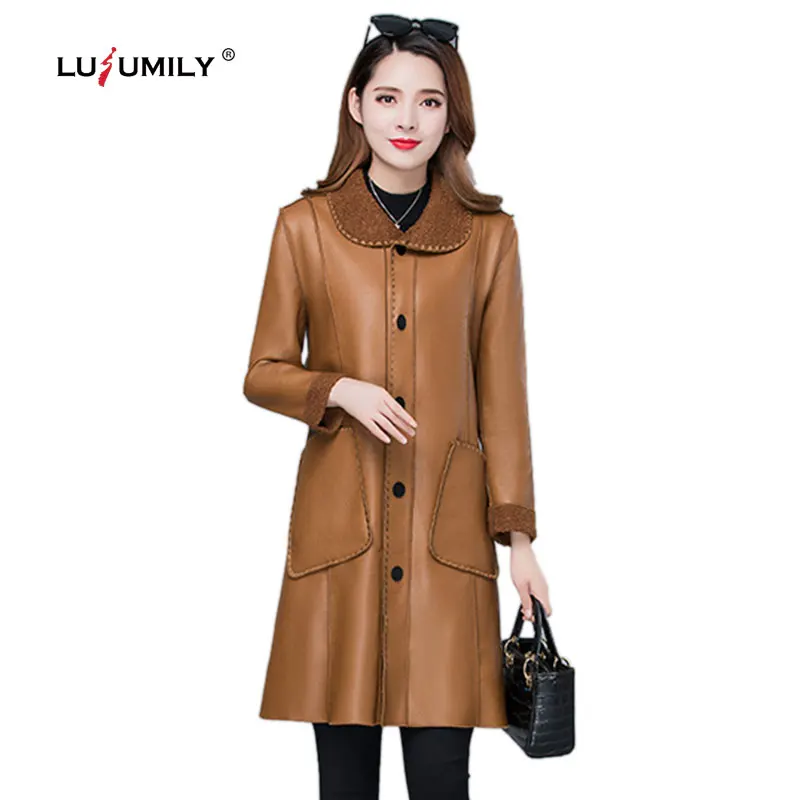 Женская куртка из искусственной кожи Lusumily XL 5XL размера плюс в Корейском стиле