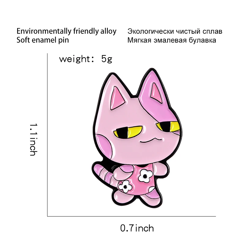 Game Bob Enamel Pin Pink Dress Cat Animal Brooch Backpack Clothes Lapel Custom Cute Kitten Badge Jewelry Gift For Women Men | Украшения и