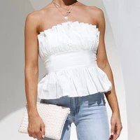 women camisoles folds shirt fashion sexy off shoulder camis strapless white aesthetic club party backless cropped tops summer