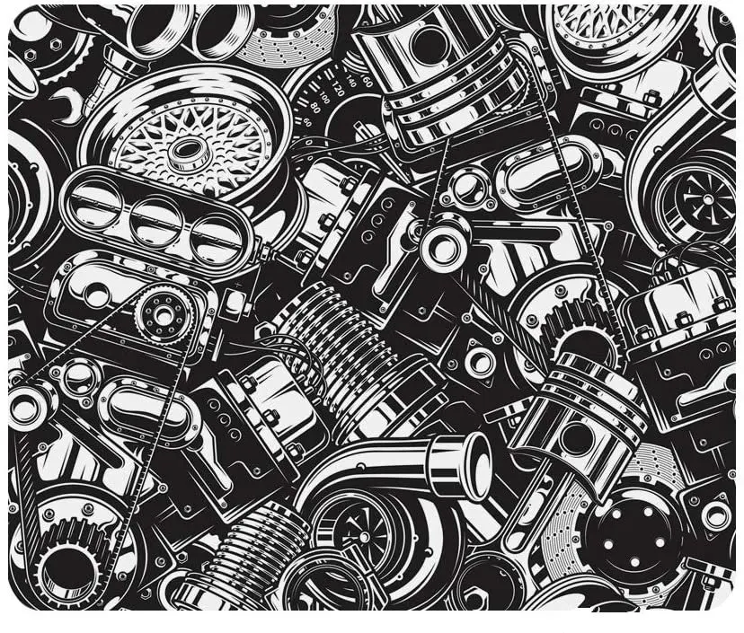 

Игровой коврик для мыши с узором автомобильные запчасти для автомобиля черно-белый автомобильный Нескользящий Резиновый коврик для мыши д...