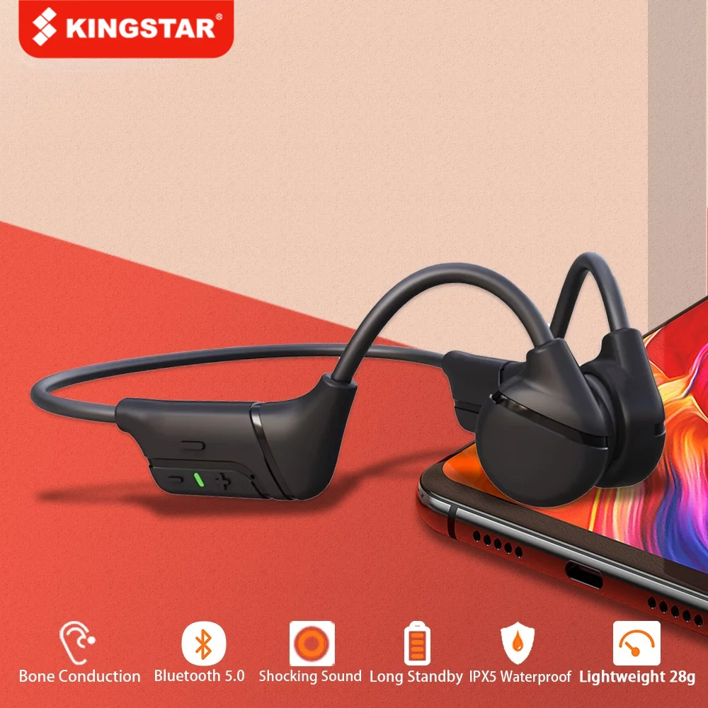 

KINGSTAR Wireless Bluetooth Headphones Bone Conduction Earphone Sports Waterproof Earbuds Stereo Hands Free With Mic For Running