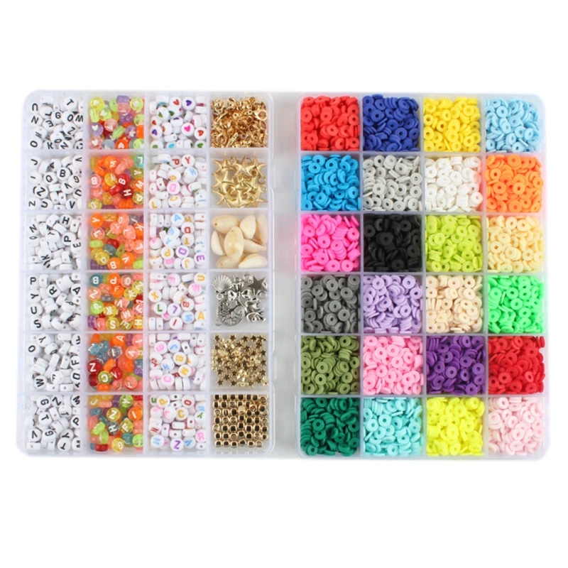 

5950Pcs Clay Beads Clay Spacer Beads Pendant and Jump Rings Jewelry Making Bracelets 6mm Flat Round Polymer Clay Spacer Beads