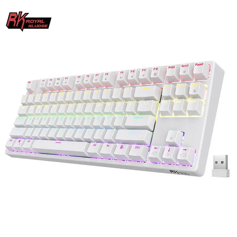 RK ROYAL KLUDGE RK87 Russian Spanish French 87 Keys RGB Mechanical Keyboard 2.4G Wireless Bluetooth Hot-swappable Gamer Keyboard