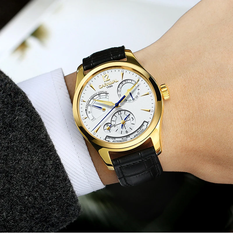 CARNIVAL Brand Fashion Business Watch Man Luxury Energy Display Mechanical Automatic Wristwatch Waterproof Luminous Reloj Hombre enlarge