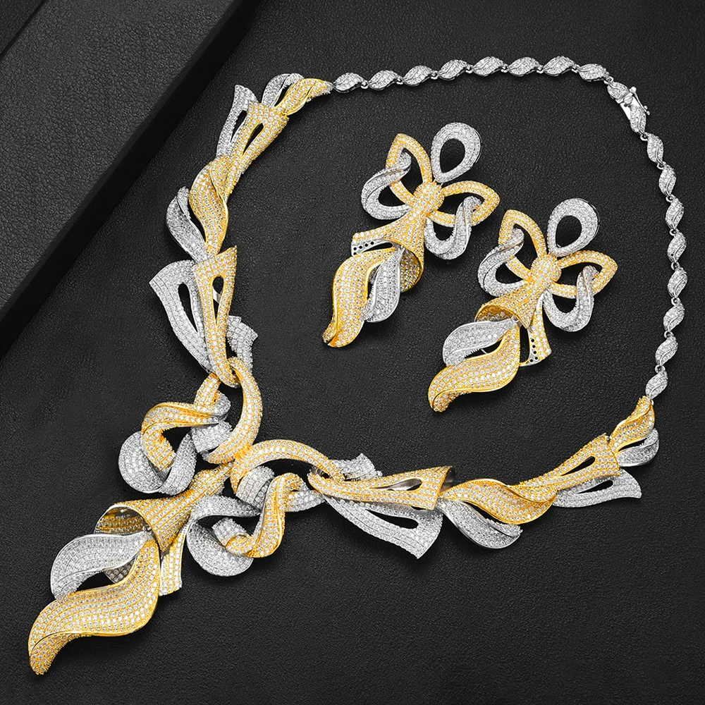 

SISCATHY Famous Brand Trendy Flower Charms Necklace Bangle Earrings Ring Luxury Dubai Wedding Bridal Jewelry Sets For Women