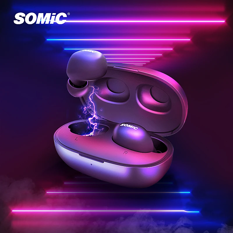 

SOMiC W10 наушники-вкладыши TWS Bluetooth 5,0 Беспроводной наушники спортивные гарнитуры СПД лазерный стерео музыка мини Применение Шум наушники с шум...