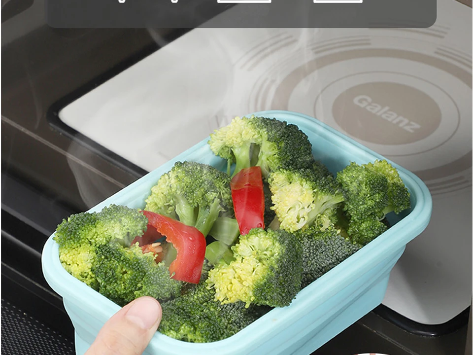 Силиконовый складной Ланч-бокс, контейнер для хранения еды, складной Bento box, BPA Free, Microwavable, портативная миска для еды, уличная коробка