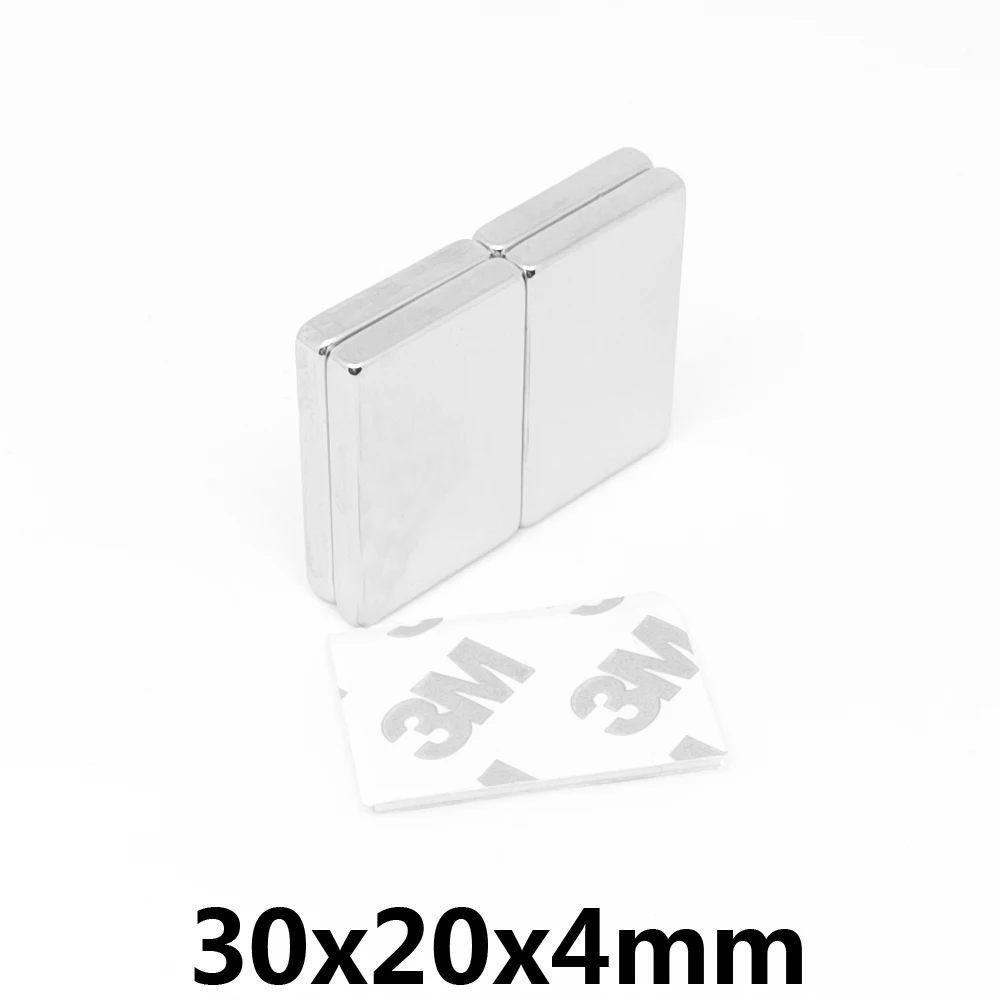 

2/5/10/15/20/30 шт. 30x20x4 мм сильный поисковый магнитный лист 30*20*4 блок постоянный неодимовый магнит с 3 м самоклеящимся 30x20x4