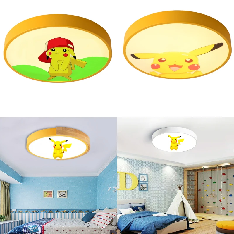 

Pokemon Kawai Pikachu LED Ceiling Lamp Children's Room Bedroom Round shape Lights Lighting Fixture Home Decoration