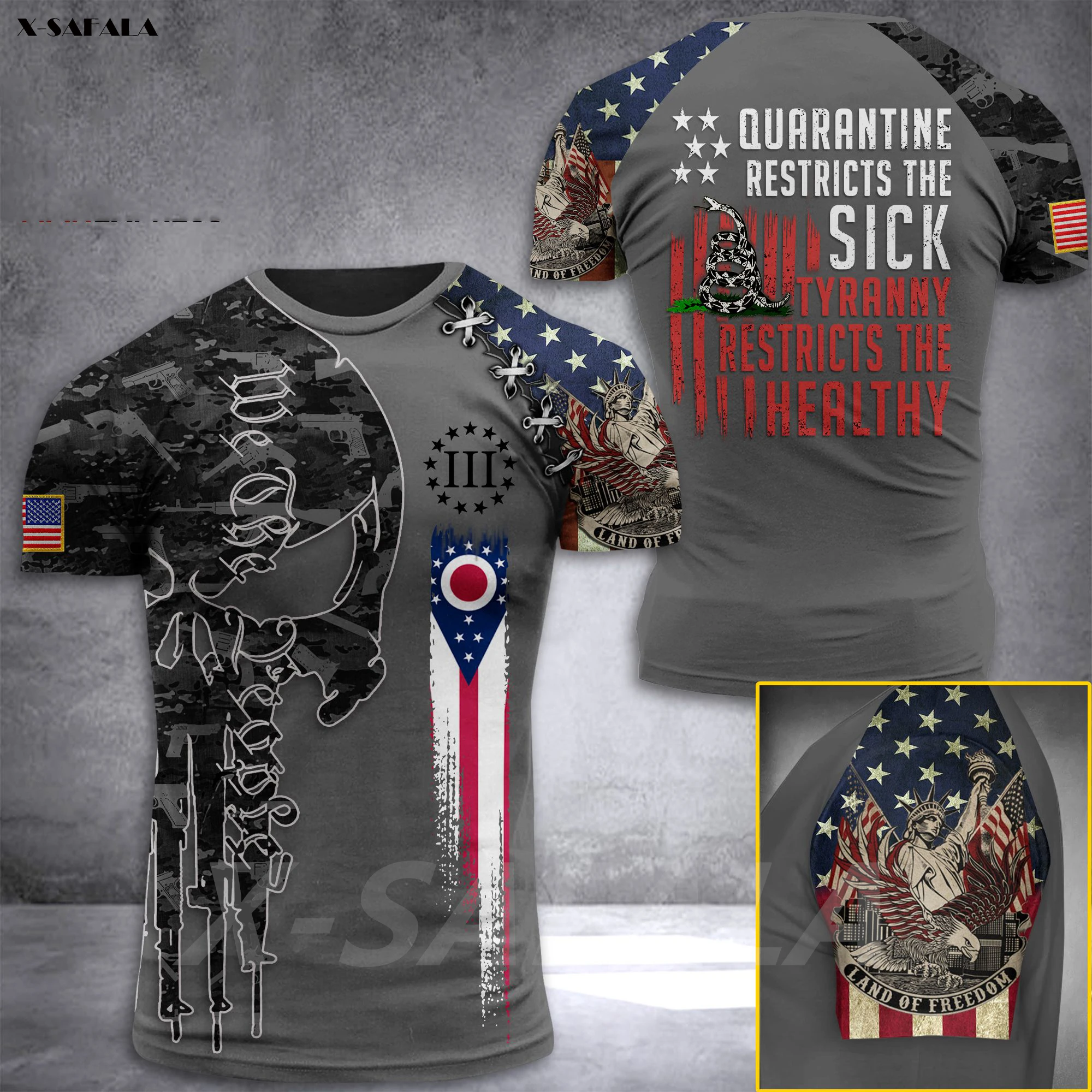 

OHIO World Countries Army Skull Veteran Flag USA 3D Printed High Quality Milk Fiber T-shirt Round Neck Men Female Casual Tops