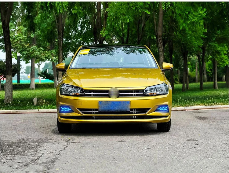 EOsuns led drl дневные ходовые огни для Volkswagen polo с динамическим движущимся желтым поворотным сигналом и синим ночным светом