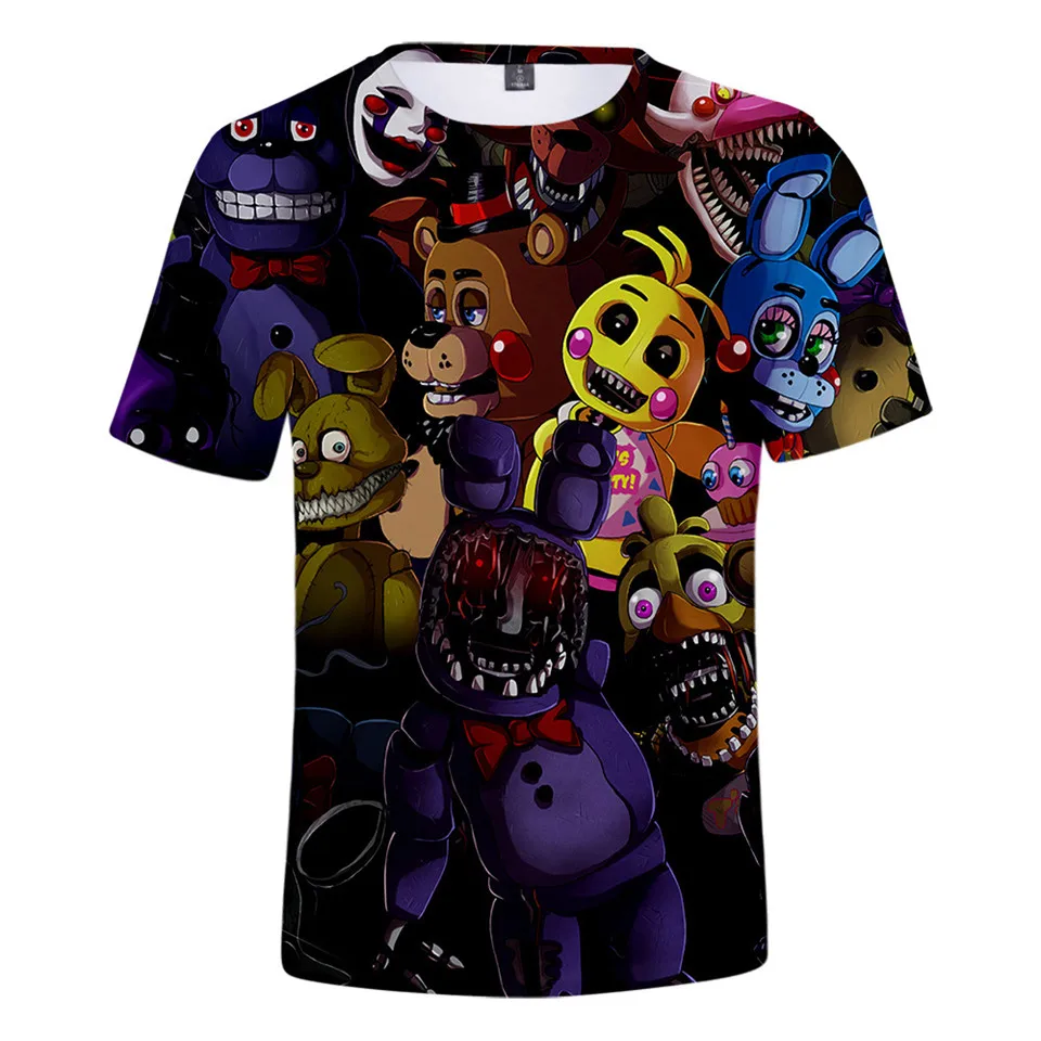 Fnaf/футболка с 3D принтом Новинка года, футболка FNAF для мальчиков летняя уличная футболка s Five Nights at Freddy's топы с аниме, мужская одежда