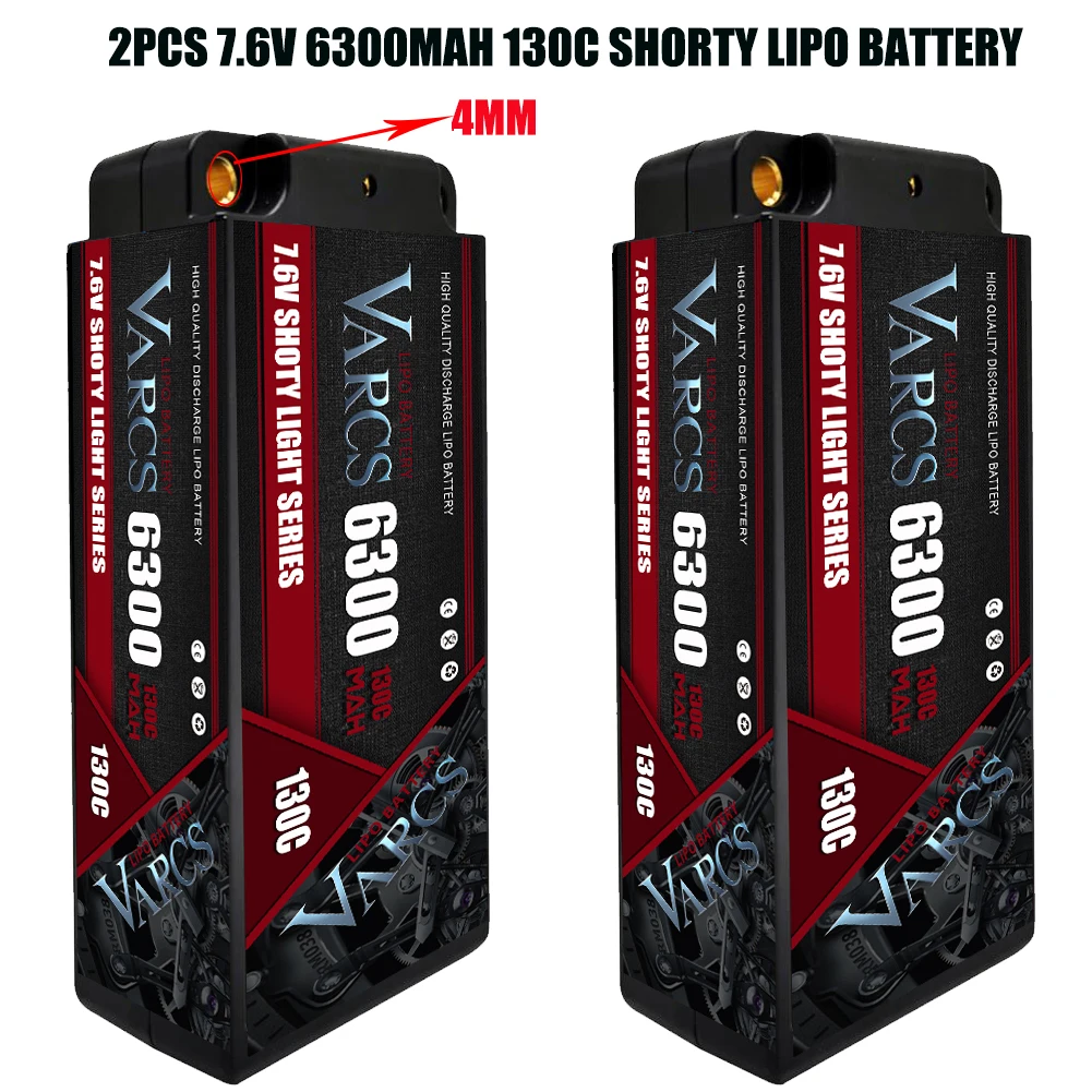 VARCS-bater&iacute;a Lipo 2S 7,6 V 6300mah 130C 260C 4mm 5mm Graphene Buggy todoterreno RC 1/10-1
