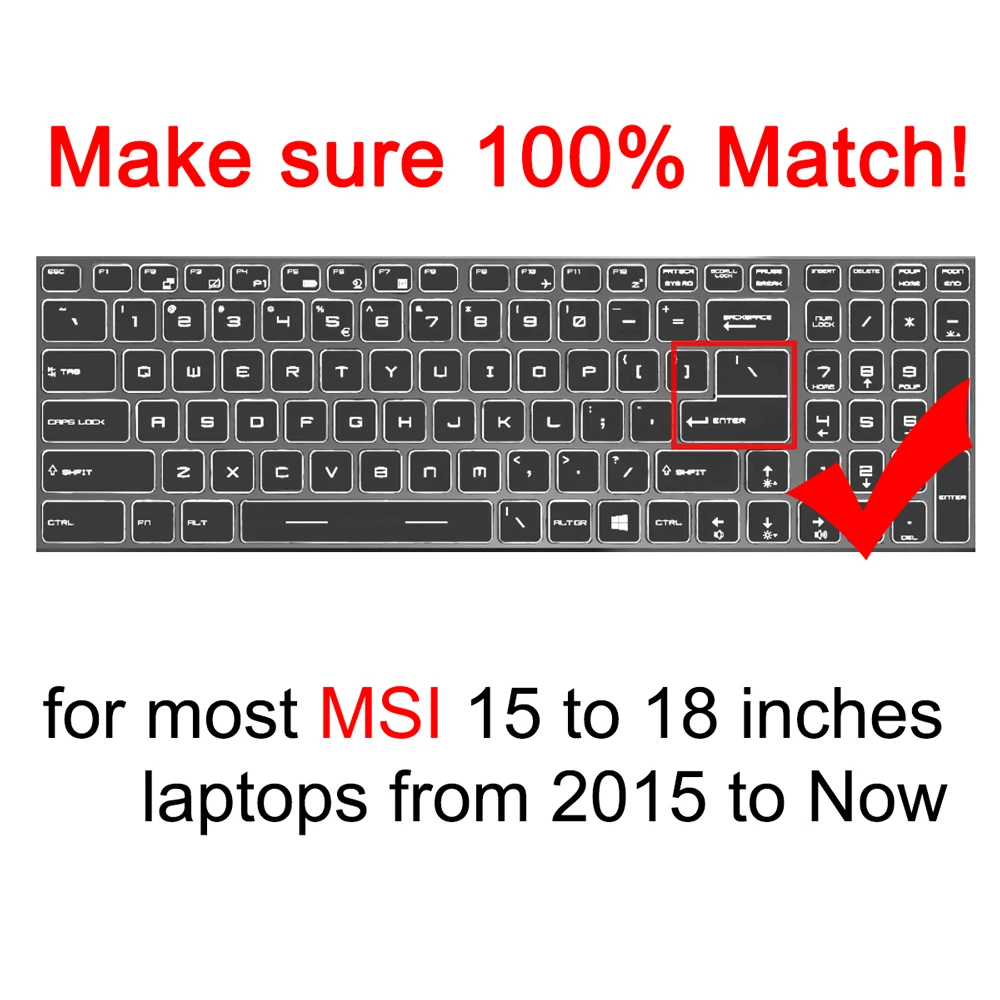 Чехол для клавиатуры MSI GL75 GL73 GL72 GL72M GL65 GL63 GL62MVR GL62M GL62VR GL62 прозрачный силиконовый