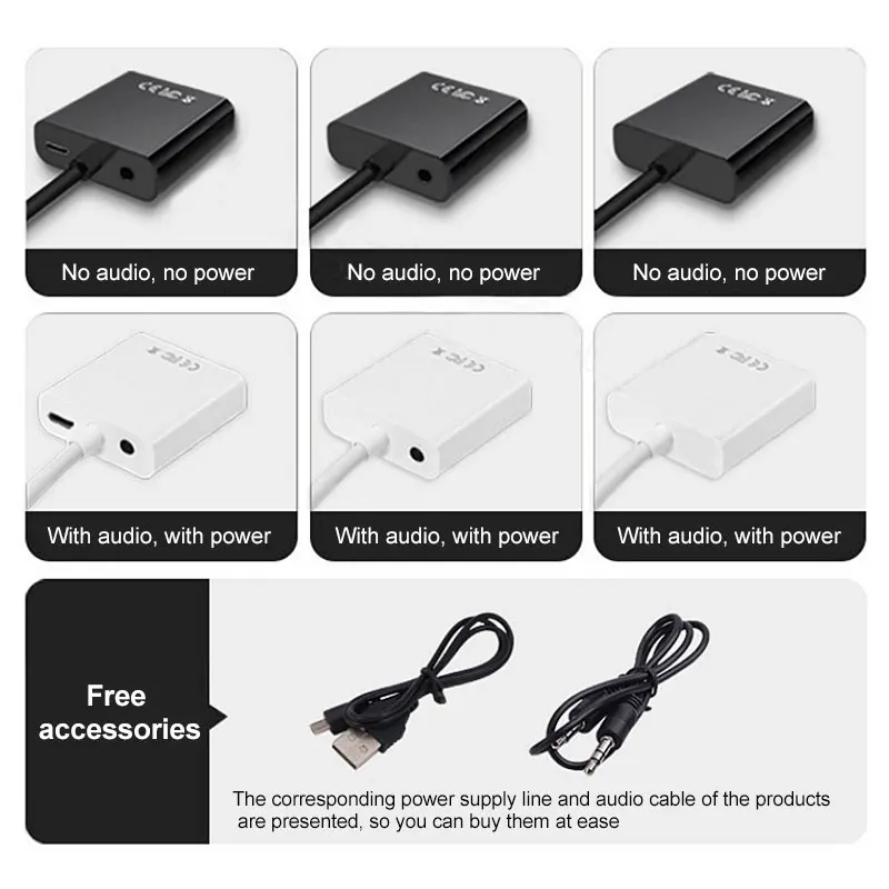 Адаптер 1080P HDMI совместимый с VGA цифровой на аналоговый видеокабель для Xbox PS4 ПК
