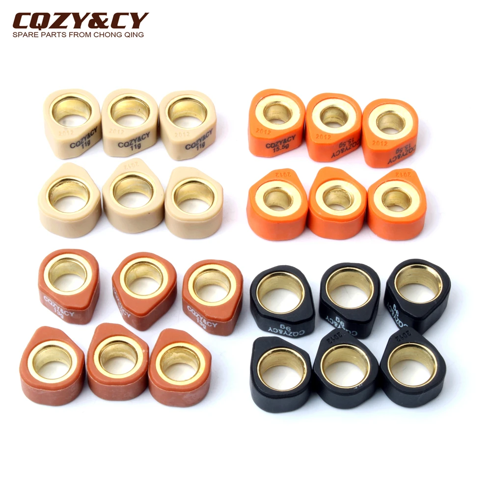 

6pc Roller Set / Variator Weights 20x12mm 9g 11g 13g 15.5g For Italjet Jupiter 125 Millennium 125cc Jet 150cc Scooter