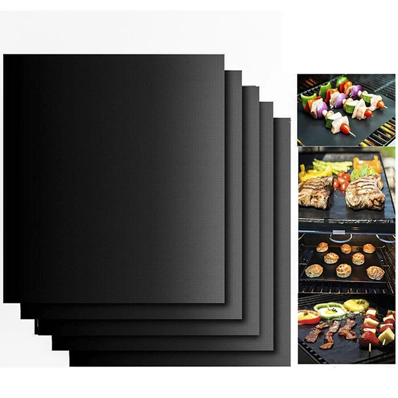 

5Pcs Glass Fiber Non-stick High Temperature Resistant Bbq Barbecue Mat Outdoor Barbecue Mat Grilling Mat