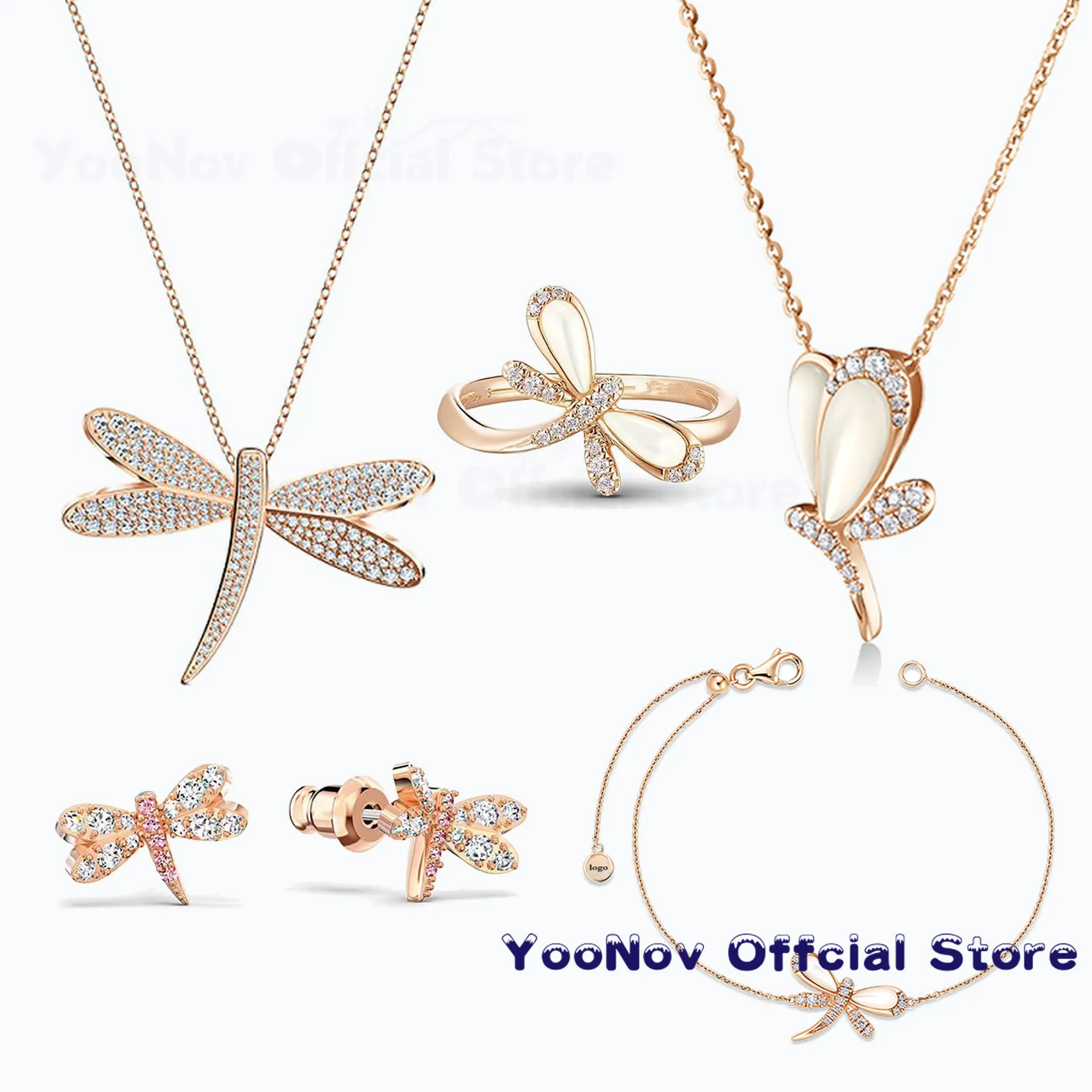 

SWA Fashion Jewelry Exquisite Crystal Rose Gold Charm Dragonfly Women's Pendant Name Necklace Women's Romantic Gift
