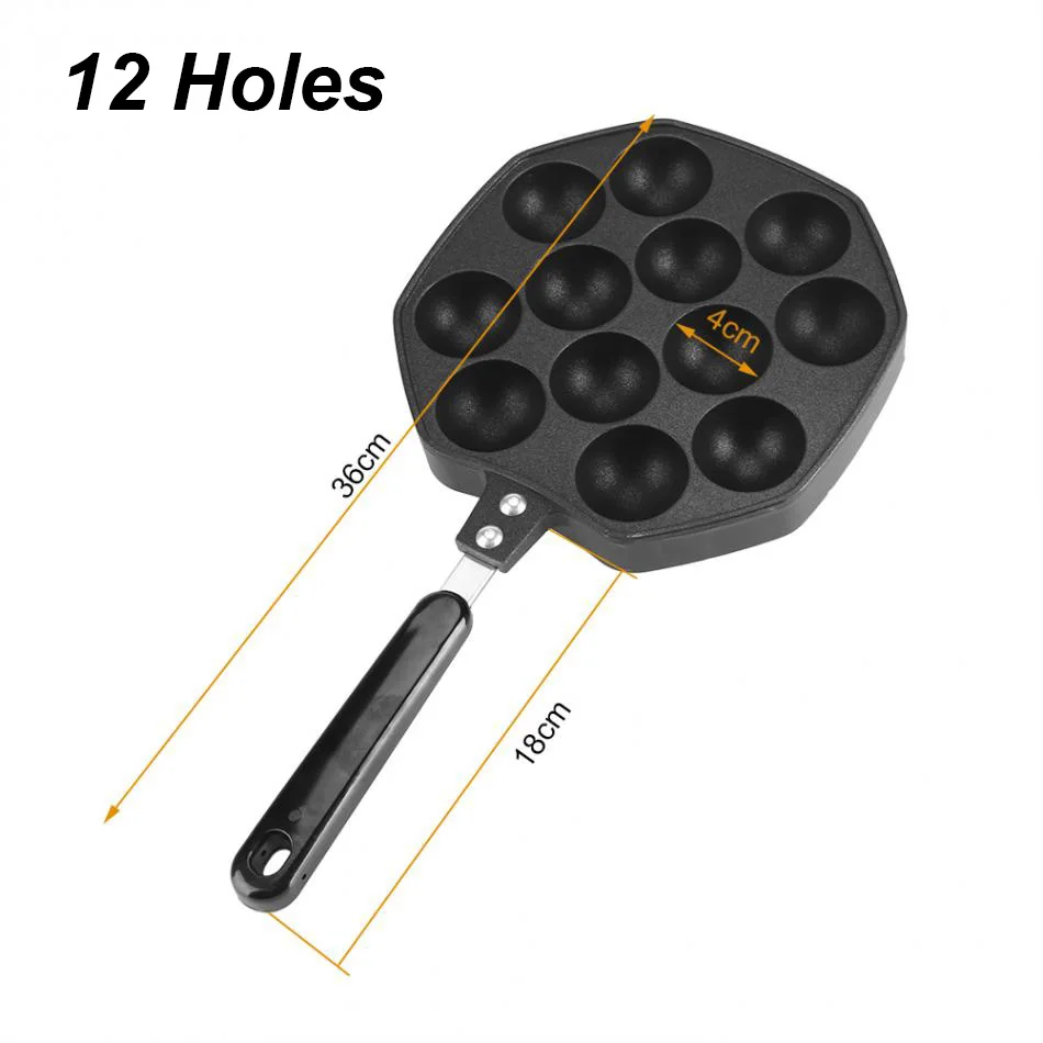 

12 Holes Aluminum Alloy Takoyaki Pan Takoyaki Maker 18 Holes Chibi Maruko machine Baking Forms Mold Pan Octopus Baking Machine