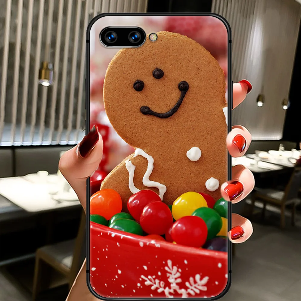 

Gingerbread man Christmas Phone Case Cover Hull For HUAWEI Honor 8 8c 8a 8x 9 9a 9x V10 MATE 10 20 I Lite Pro black Hoesjes Soft