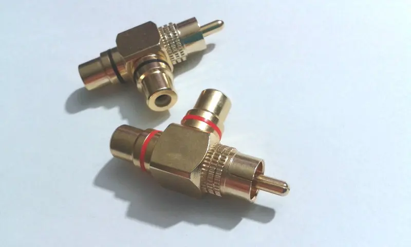 20 pcs Gold Plated 1 Male to 2 Female RCA Splitter Adapter AV Video Audio New | Обустройство дома