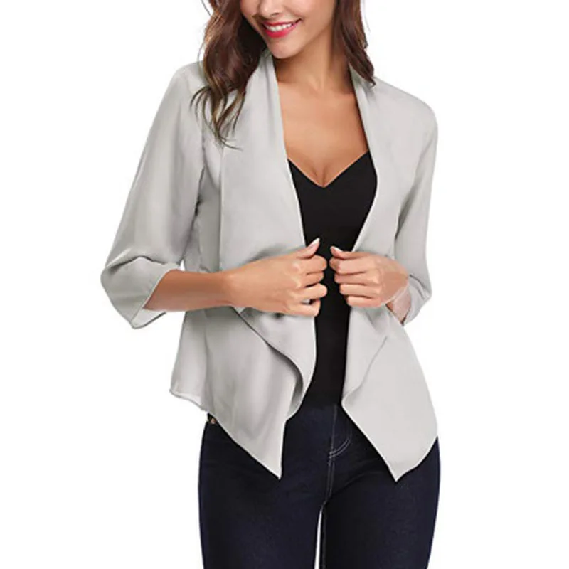 ZOGAA 2019 Брендовые женские сплошные блейзеры шифоновые тонкие короткие пальто