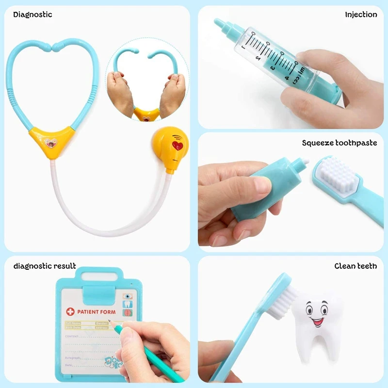 

35 Pcs Kids Simulation Doctors Toy Doctors Nurse Kit for Children Pretend Role Playing Game Carry Case Playsets