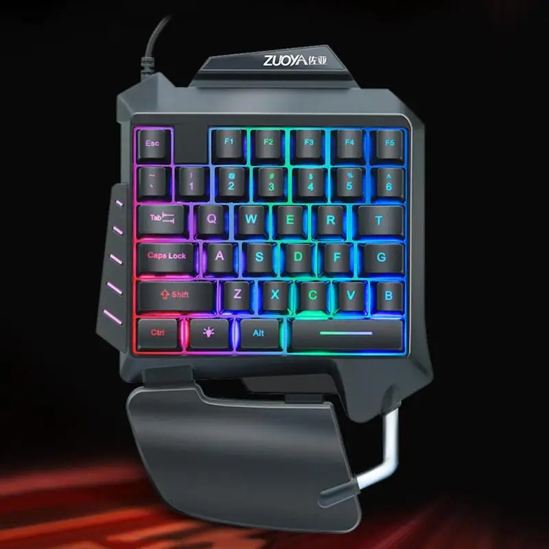 ZUOYA 35 клавиш Одноручная игровая клавиатура эргономичная мембрана RBG с подсветкой