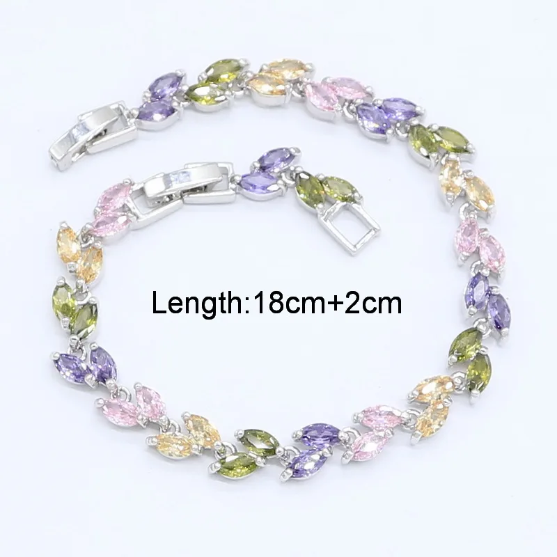 Разноцветный циркониевый серебро 925 набор украшений для женщин с браслет серьги