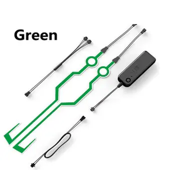 Green Декоративный фонарь для мотоцикла, сигнал для ночной езды, водонепроницаемый прочный шлем, комплект, мигающий светодиодный фонарь в полоску - Цвет: Green