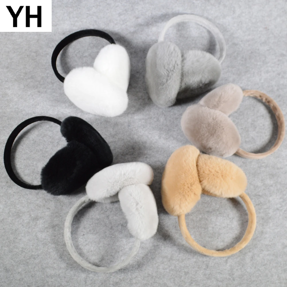 Новый стиль женские зимние уличные Настоящий мех кролика наушники с мехом