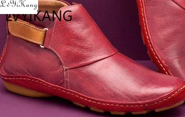 Женские ботинки из искусственной кожи осенние ботильоны повседневные женские на