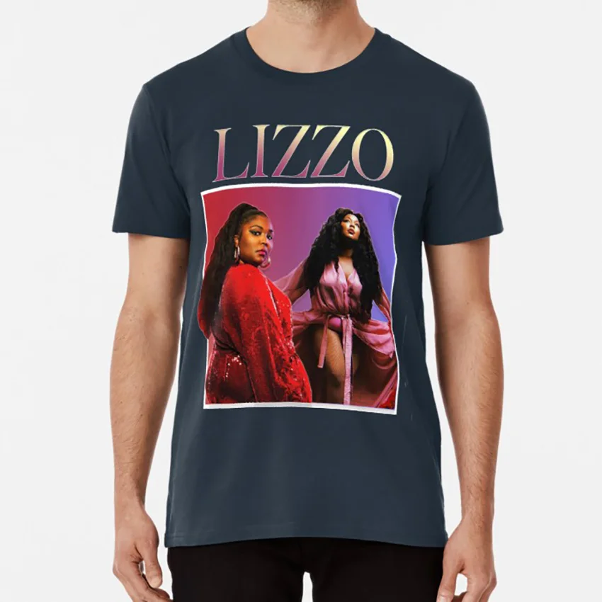 Тёмно-синий Футболка Lizzo 90's, футболка lizzo cuz i love yoou lizzobangers lizzo merch, футболка 90 s, футболка с отворотом 90s - Цвет: Тёмно-синий