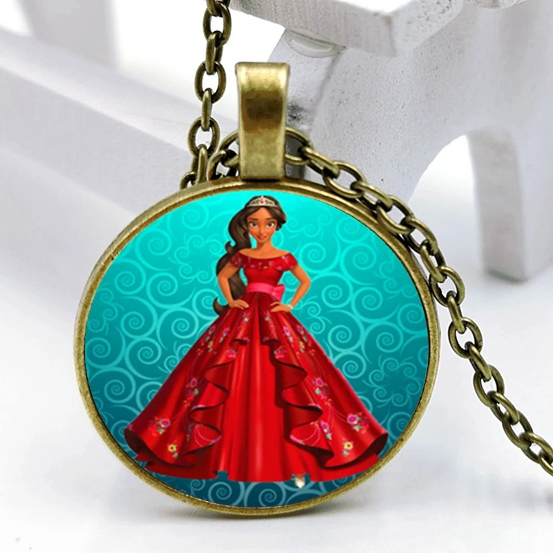

2020 New Movie Surrounding Cartoon Princess 3 Color Necklace Glass Convex Round Personality Girl Pendant Necklace Gift Wholesale