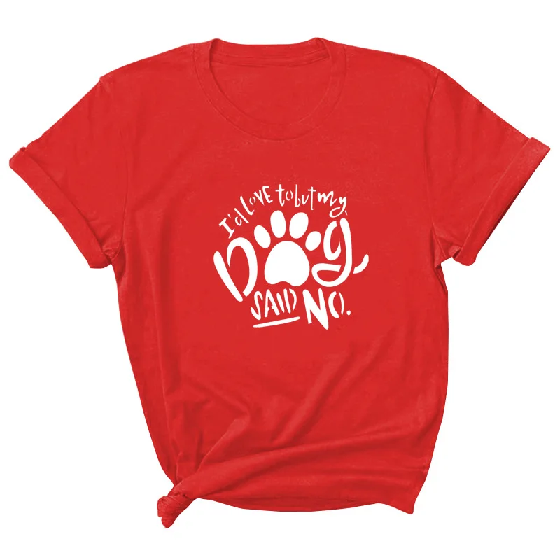 

Footprint Dog Letter Print Women T Shirt Short Sleeve O Neck Loose Women Tshirt Ladies Tee Shirt Tops Clothes Camisetas Mujer